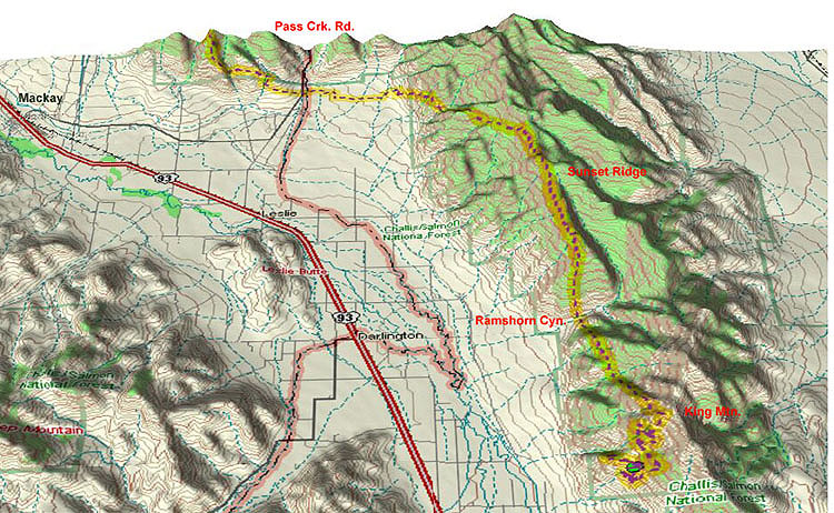 King Mtn. Challis Route map A